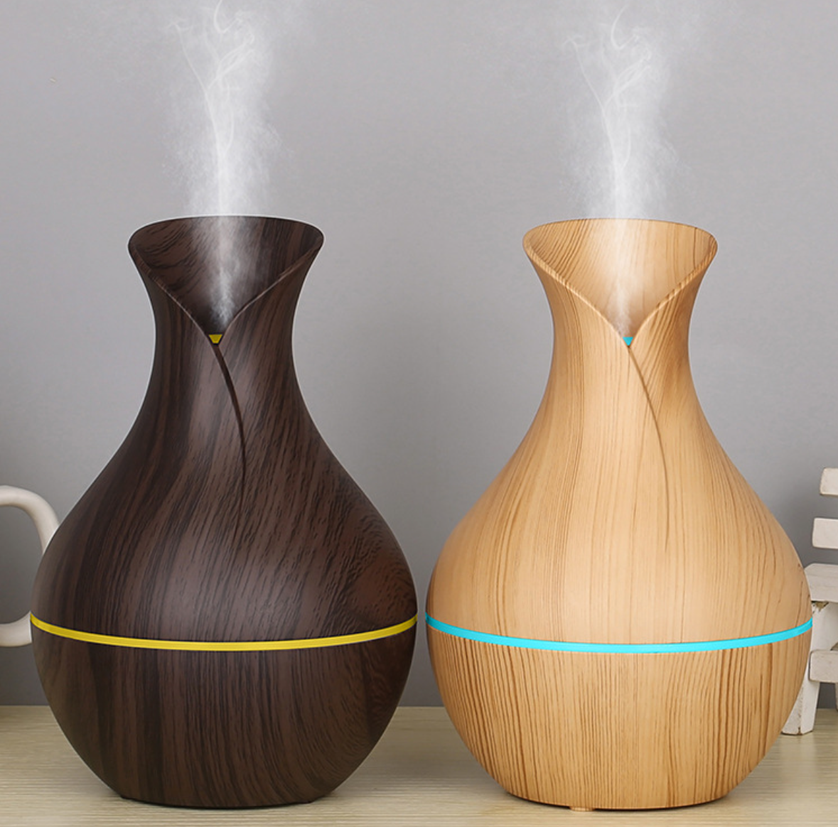 木目調 USB加湿器（LEDカラーチェンジ・静音）